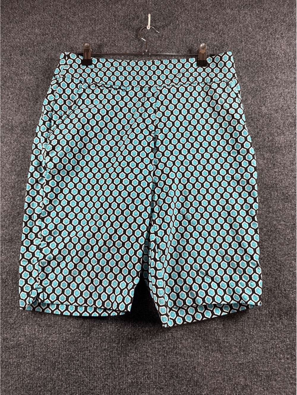 Geometric Patterned Bermuda Shorts with Front Slit